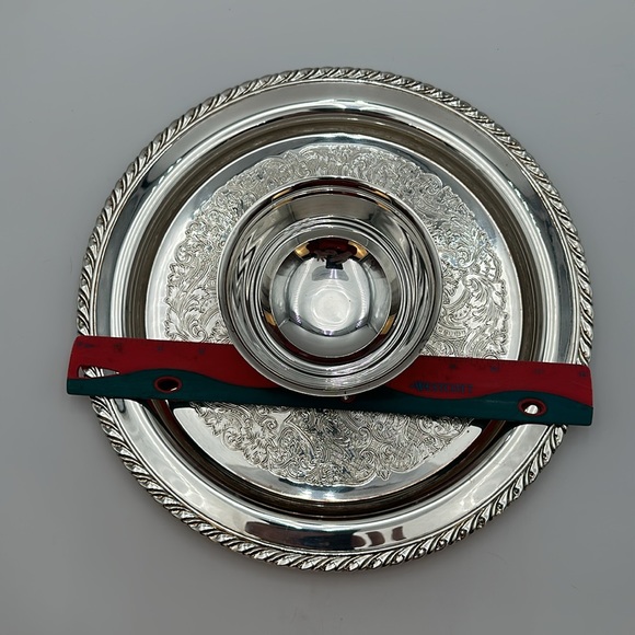 Vintage Oneida USA Silver Plated One Piece Chip & Dip Serving Platter - Picture 16 of 16